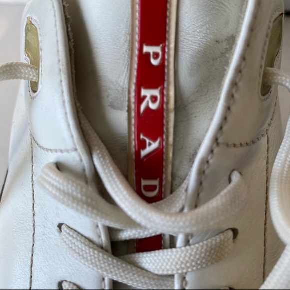 Prada White Black Leather Sneakers - Picture 9 of 13